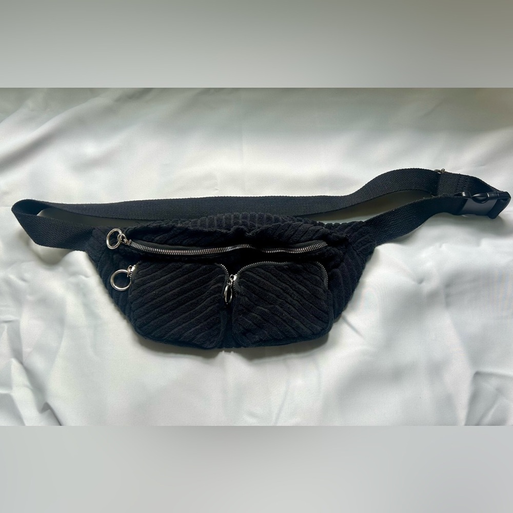 ASOS Topshop Brit Black Terry Fanny Pack | Silver Hardware